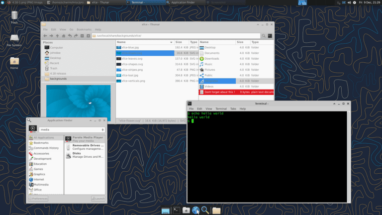 DE e WM - Screenshot di XFCE