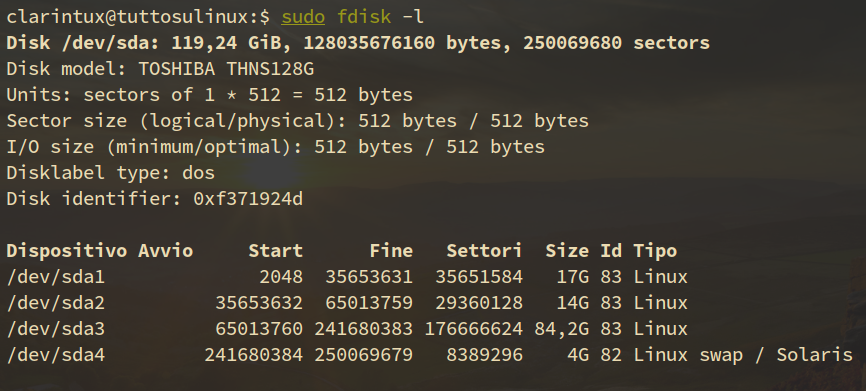 Partizionare da terminale - fdisk