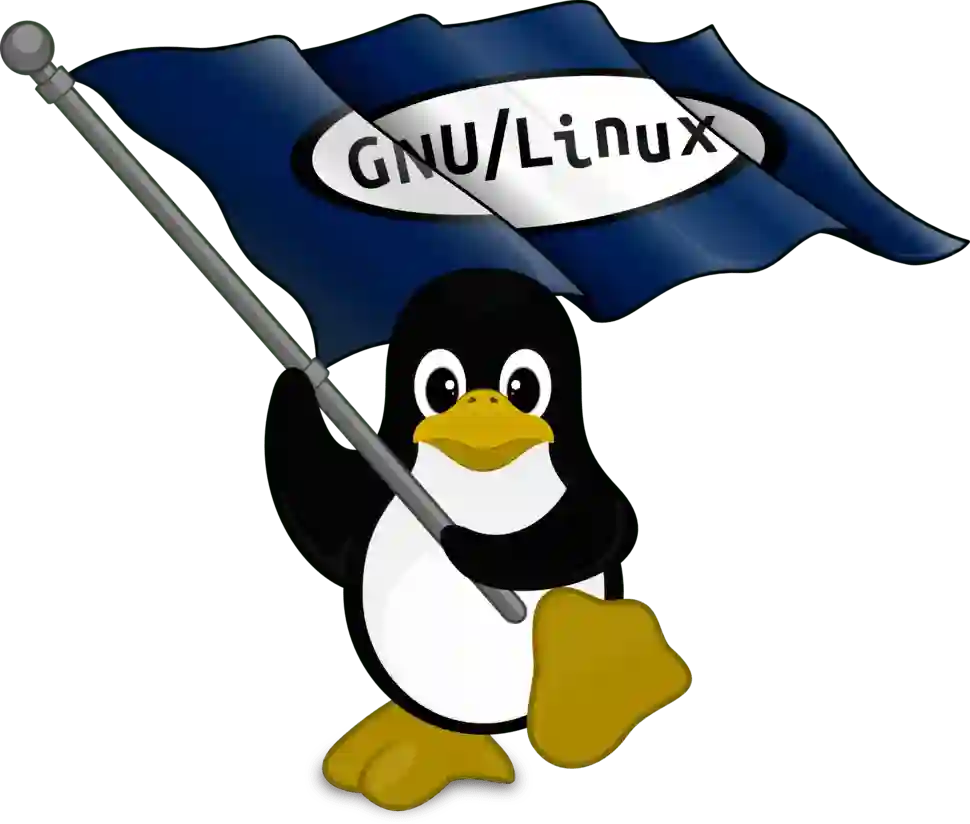 Tux con bandiera GNU/Linux